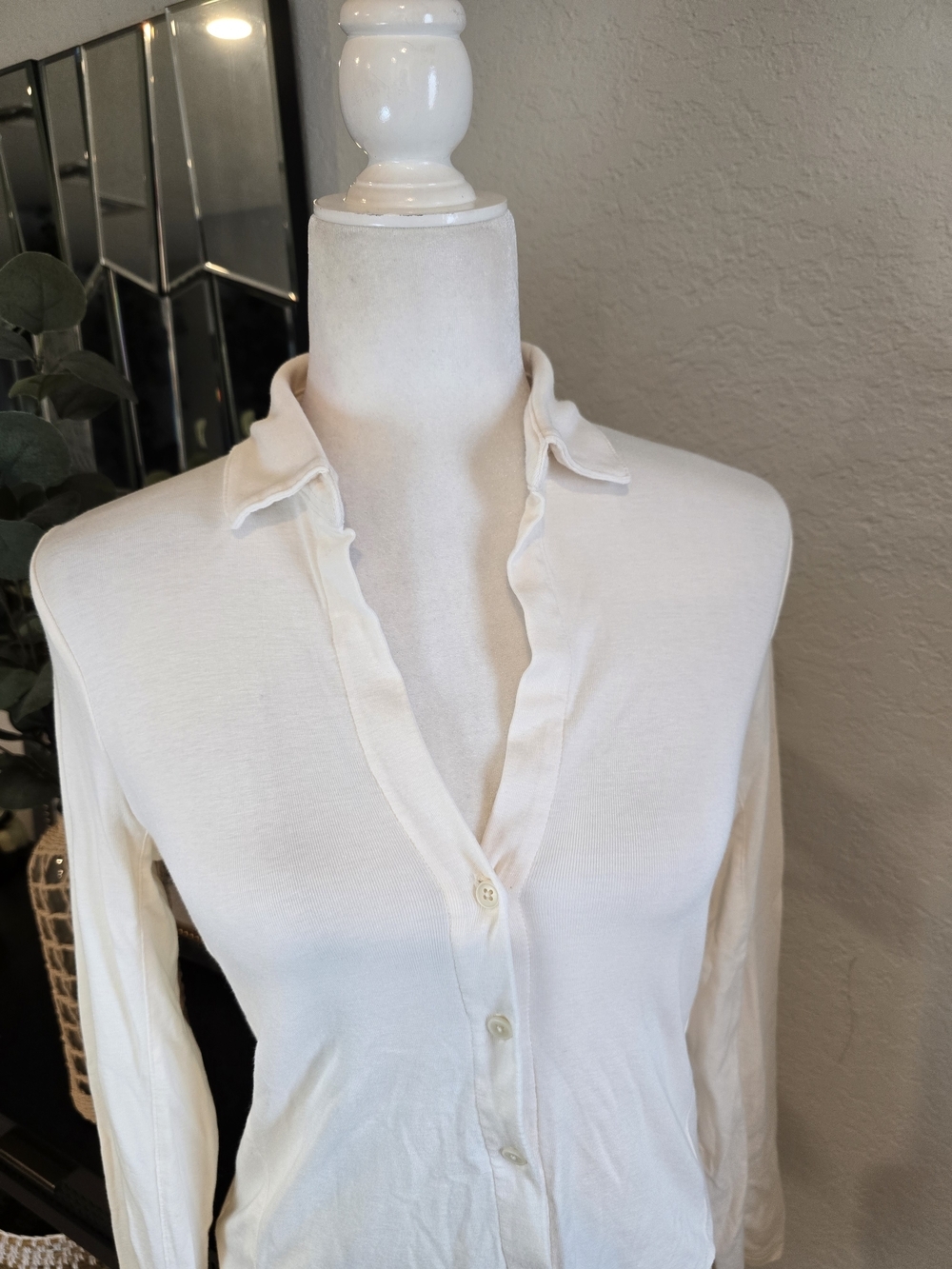 Madewell Women’s Vintage Ivory Camp Long Sleeve Top S - Picture 5 of 8